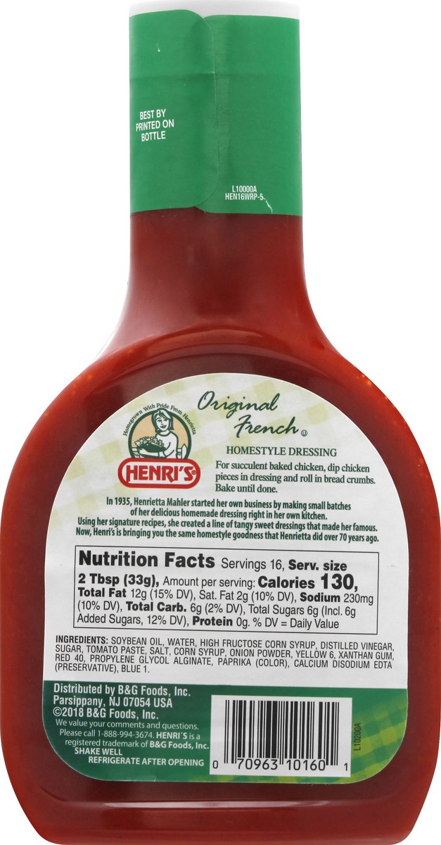 slide 12 of 12, Henri's Original French Homestyle Dressing, 16 fl oz, 16 oz