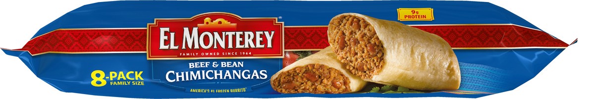 slide 7 of 7, El Monterey™ frozen beef and bean chimichangas, family size, 8 ct