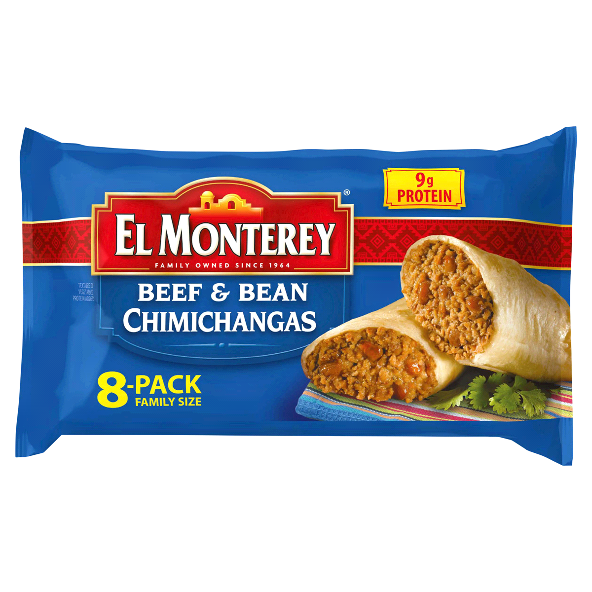 slide 1 of 3, El Monterey Beef & Bean Chimichangas, 8 ct