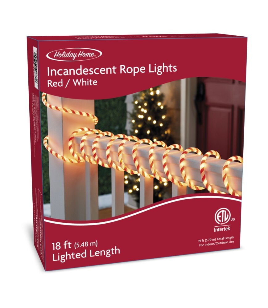 slide 1 of 1, Holiday Home Incandescent Rope Light - Red/White, 18 ft