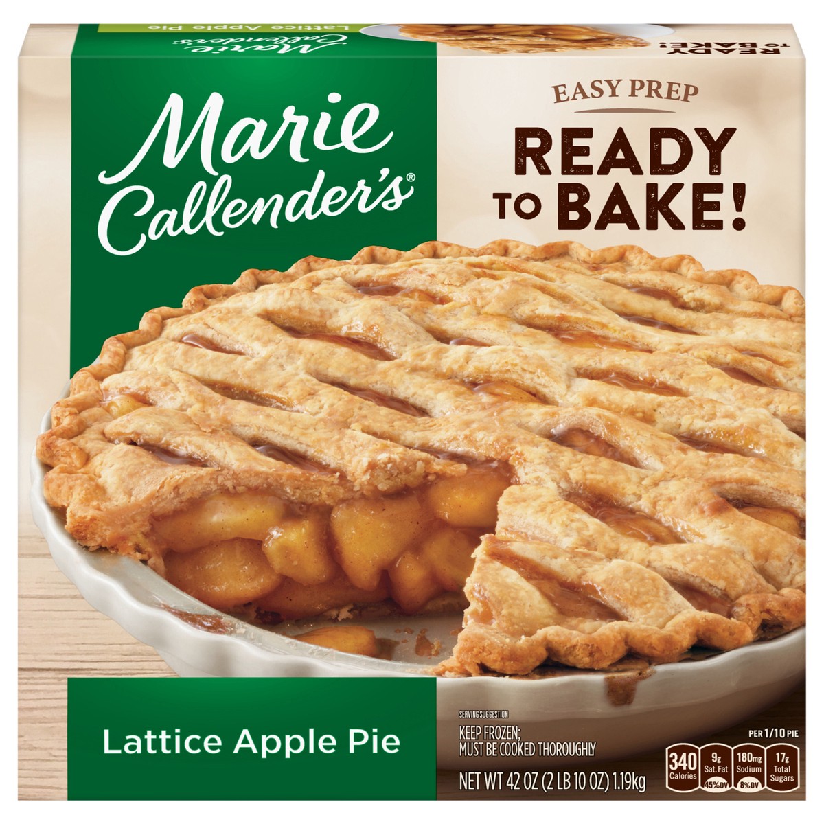 slide 1 of 5, Marie Callender's Lattice Apple Pie, Ready to Bake Frozen Dessert, 42 oz., 42 oz