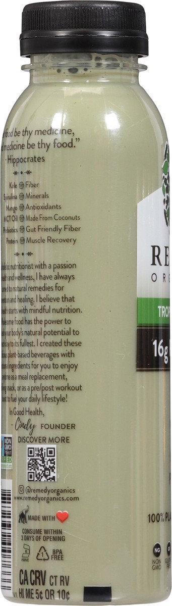 slide 10 of 14, Remedy Organics 100% Plant Based Tropical Greens Shake 12 fl oz, 12 fl oz