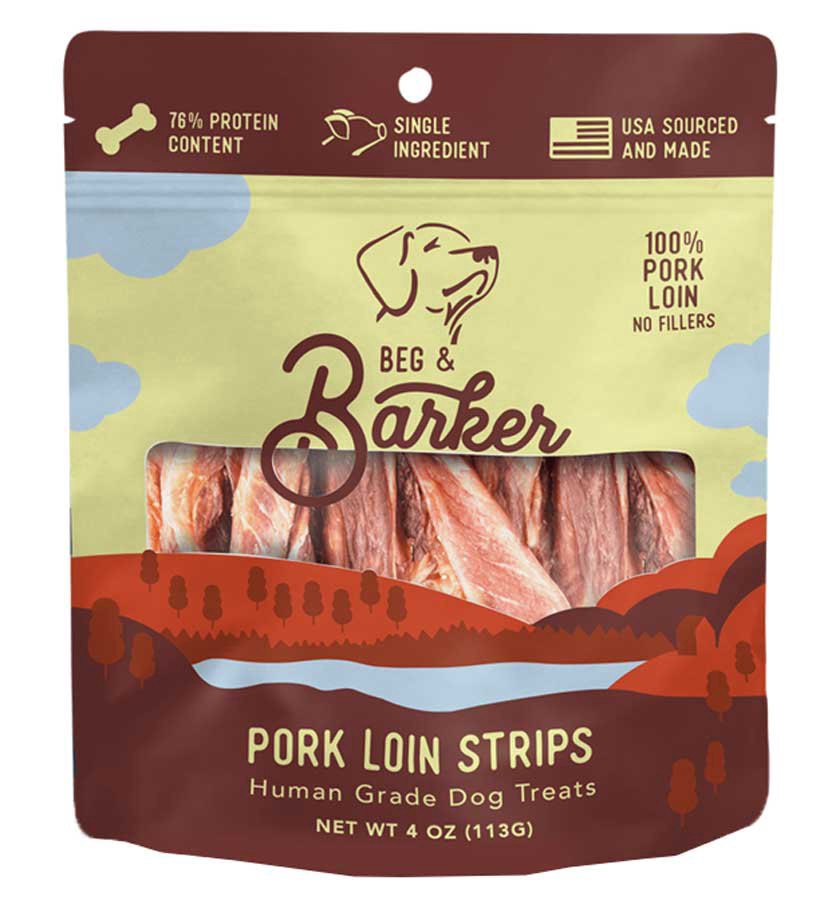 slide 1 of 1, Beg & Barker Dog Pork Loin Strips, 4 oz