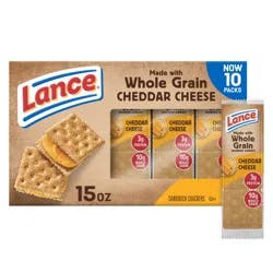 Lance Sandwich Crackers, Made with Whole Grain Crackers, Cheddar Cheese, 10 Packs, 6 Sandwiches Each