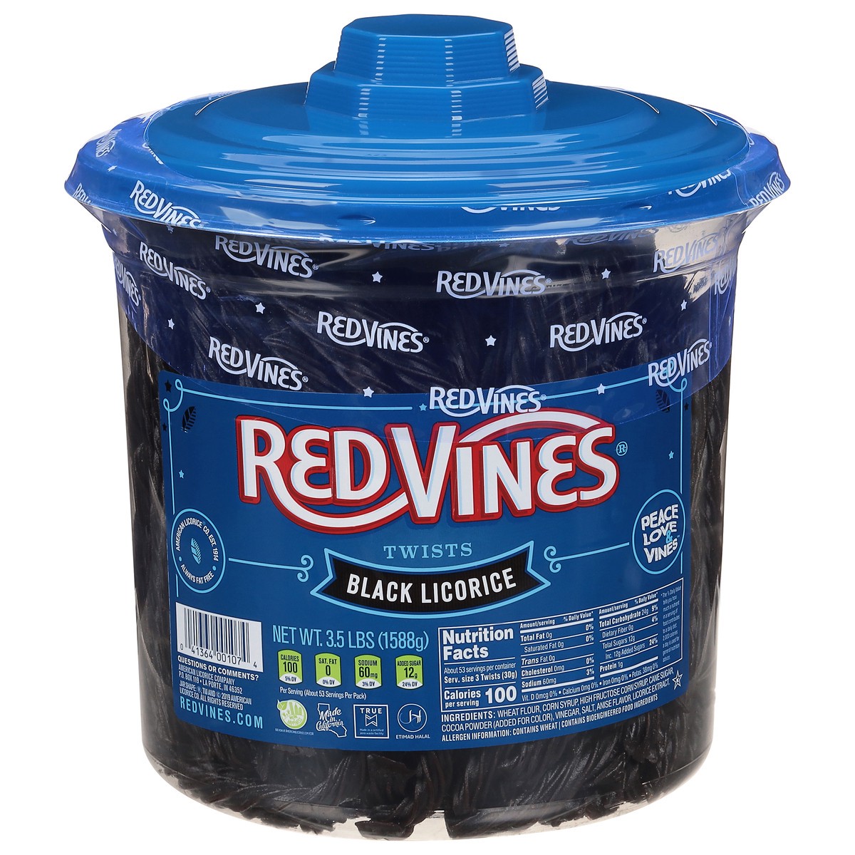 slide 1 of 14, Red Vines Jar Black Licorice Twists, 3.5 lb