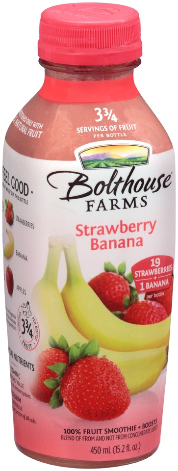 slide 1 of 1, Bolthouse Farms Strawberry Banana 100% Fruit Juice Smoothie, 1 ct