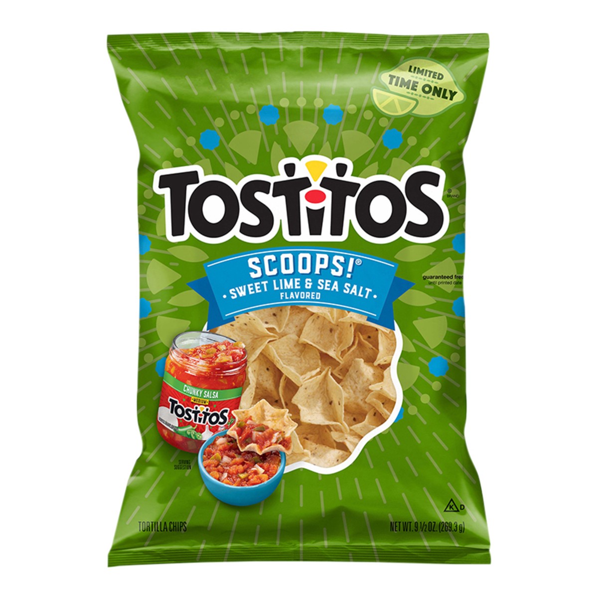 slide 7 of 8, Tostitos Scoops! Tortilla Chips Sweet Lime & Sea Salt 9 1/2 Oz, 9.5 oz