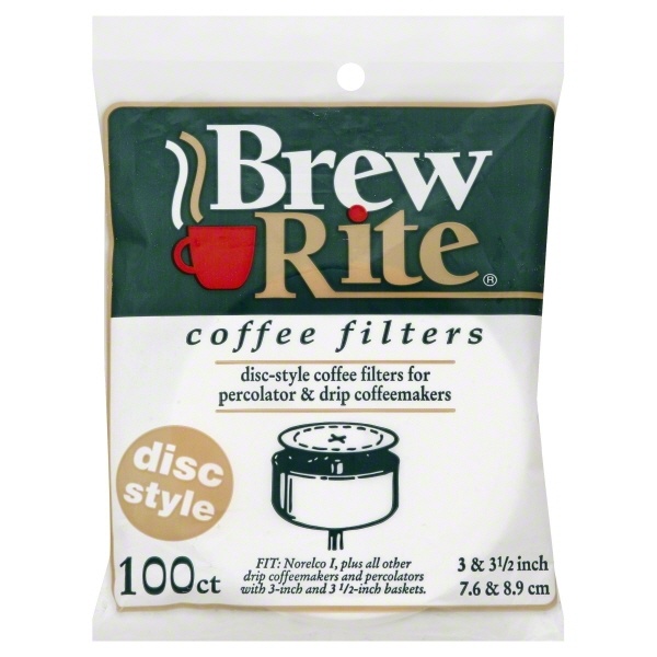 slide 1 of 1, Brew Rite Disc Style Coffee Filters, 100 ct