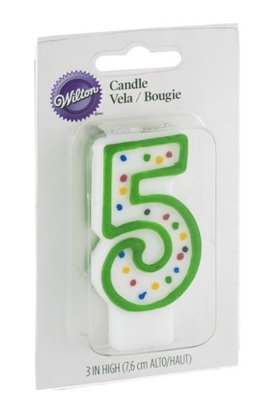 slide 1 of 1, Wilton Candle Numeral 5 Green, 3 in