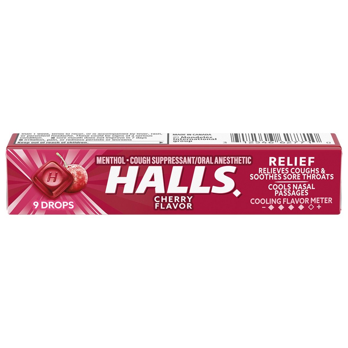 slide 1 of 6, HALLS Relief Cherry Cough Drops, 9 Drops, 0.07 lb