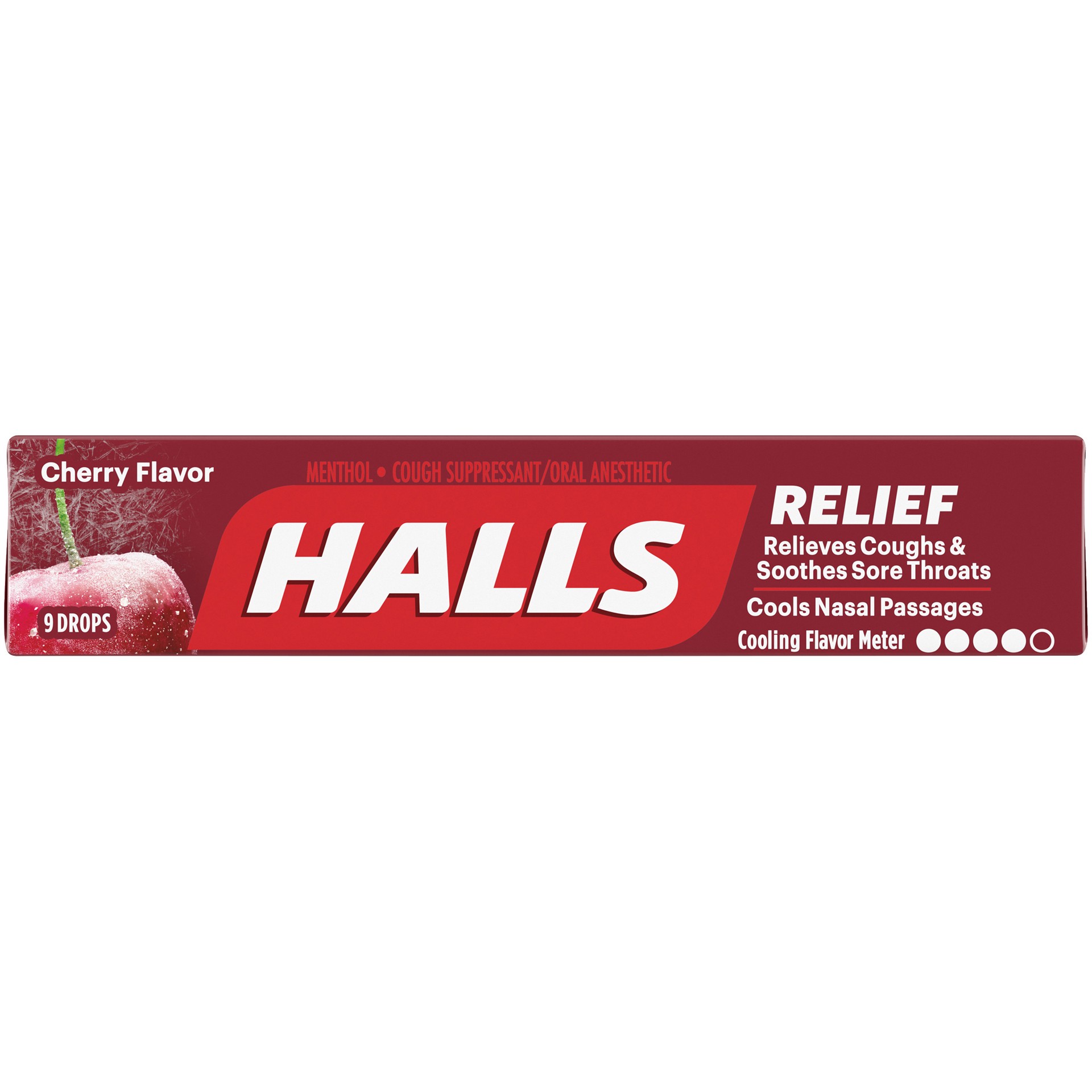slide 1 of 6, HALLS Relief Cherry Cough Drops, 9 Drops, 0.07 lb