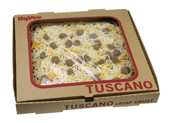 slide 1 of 1, Hy-Vee Beef Pizza Tuscano Cracker Crust Medium, 24 oz