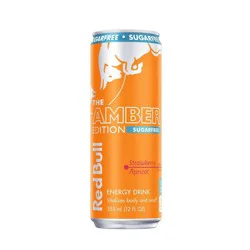Red Bull Amber Edition Sugar Free Energy Drink, Strawberry Apricot, 114mg Caffeine, 12 fl oz Can