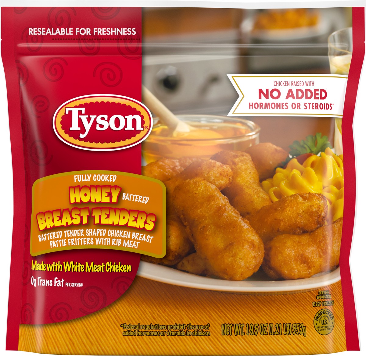slide 7 of 12, Tyson Frozen Honey Battered Breast Tenders, 19.5 oz, 552.82 g