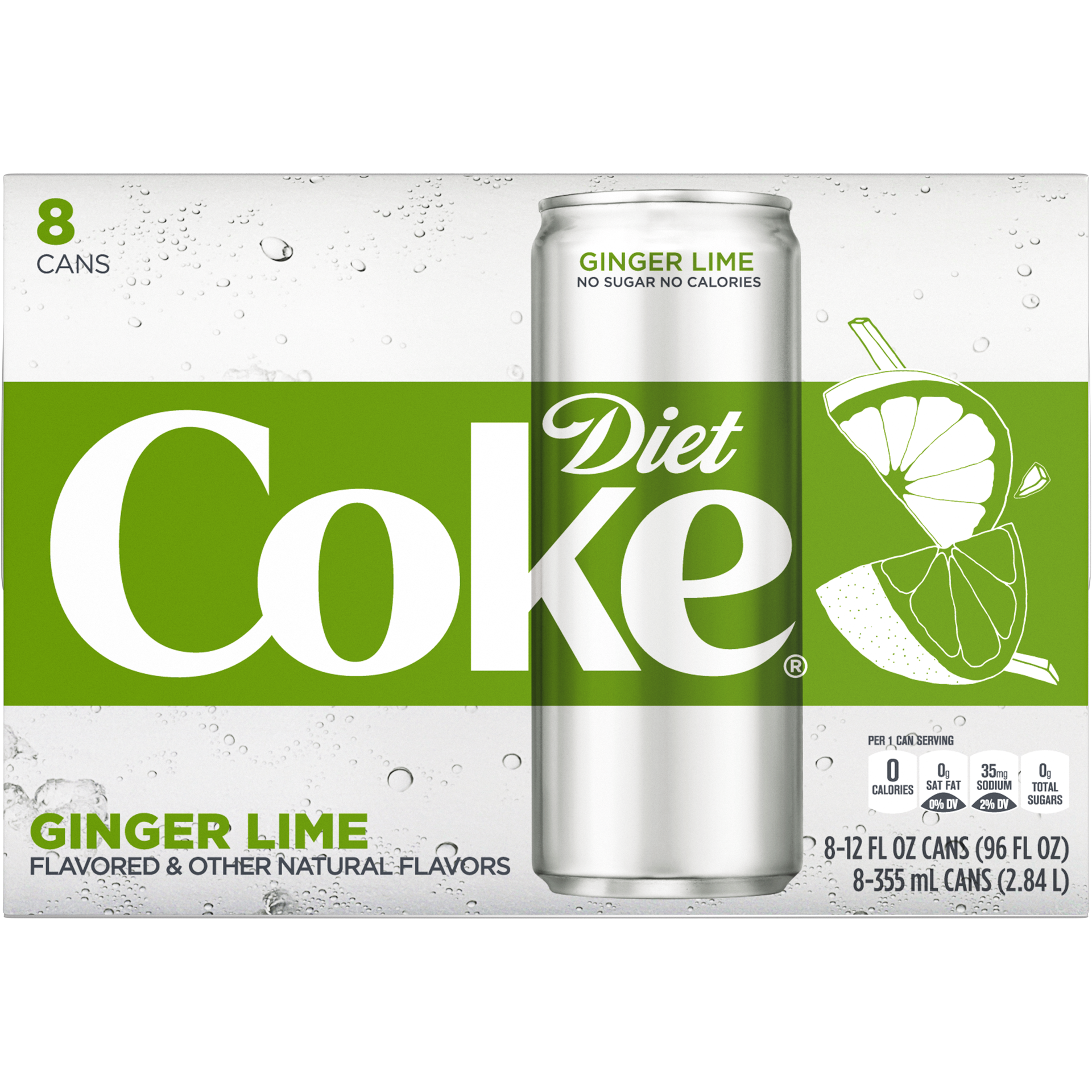 slide 6 of 7, Diet Coke Ginger Lime Soda Soft Drink- 96 fl oz, 96 fl oz