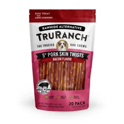 TruRanch 5 Inch Pork Skin Twists Bacon Flavor Dog Chews