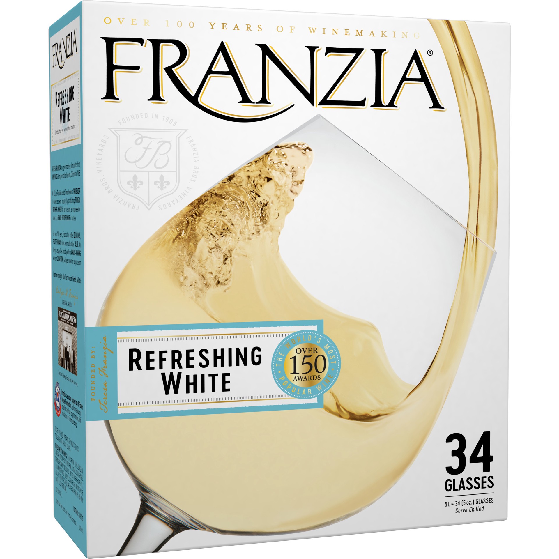 slide 1 of 4, Franzia White, White Wine, American, 1 ct, 5L Box, 5 liter