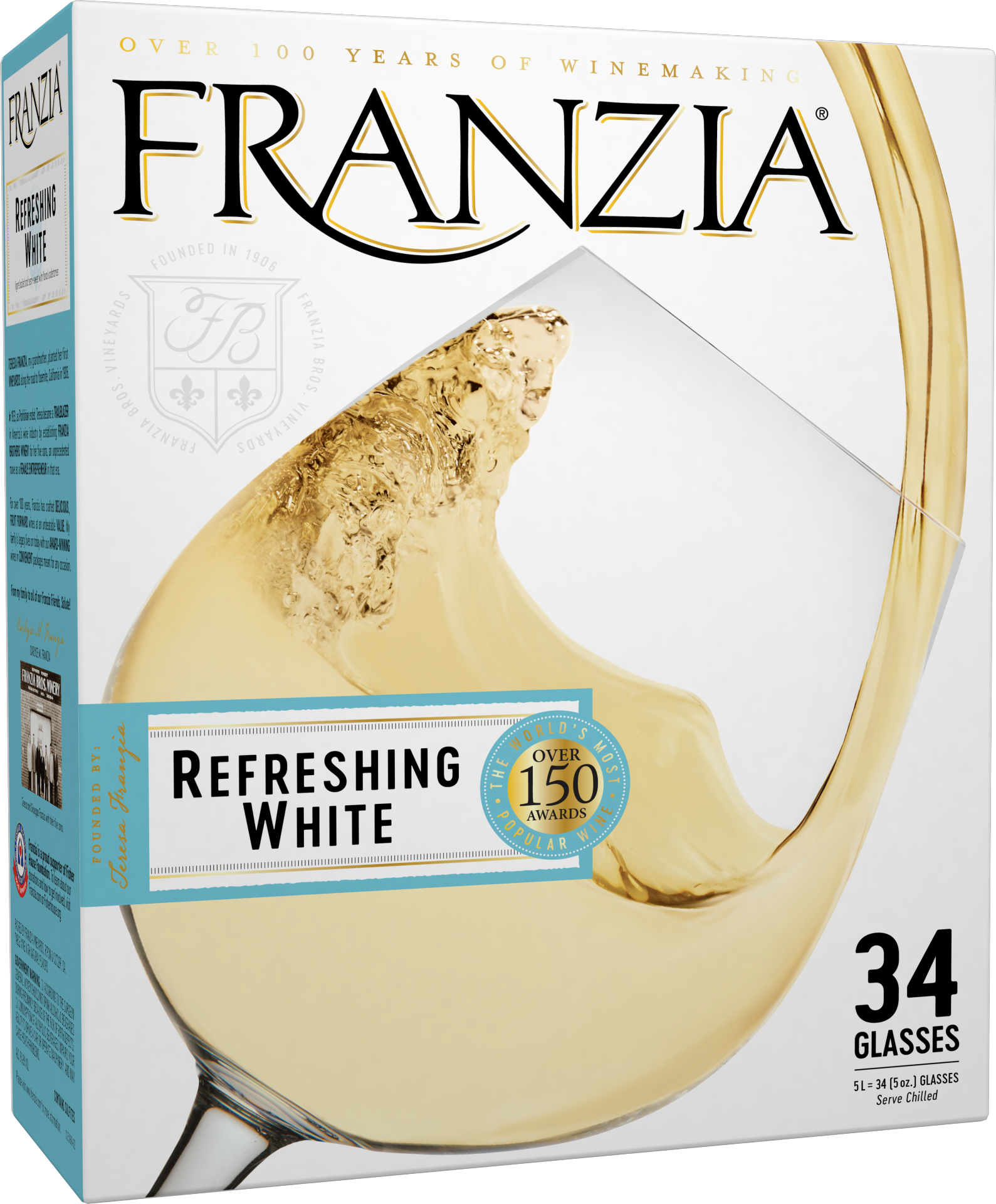 slide 1 of 4, Franzia Refreshing White White Wine, 169.1 fl oz