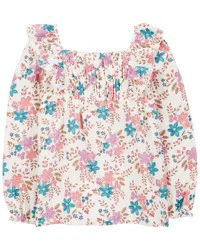 Carter's Kid Floral Woven Long-Sleeve Fashion Top - Floral Multi 7
