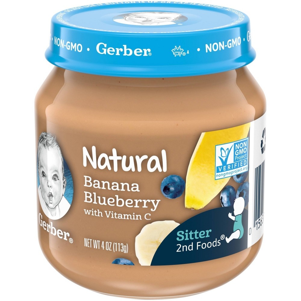 slide 2 of 7, Gerber 2nd Foods Natural Banana Blueberry Baby Food, 4 oz