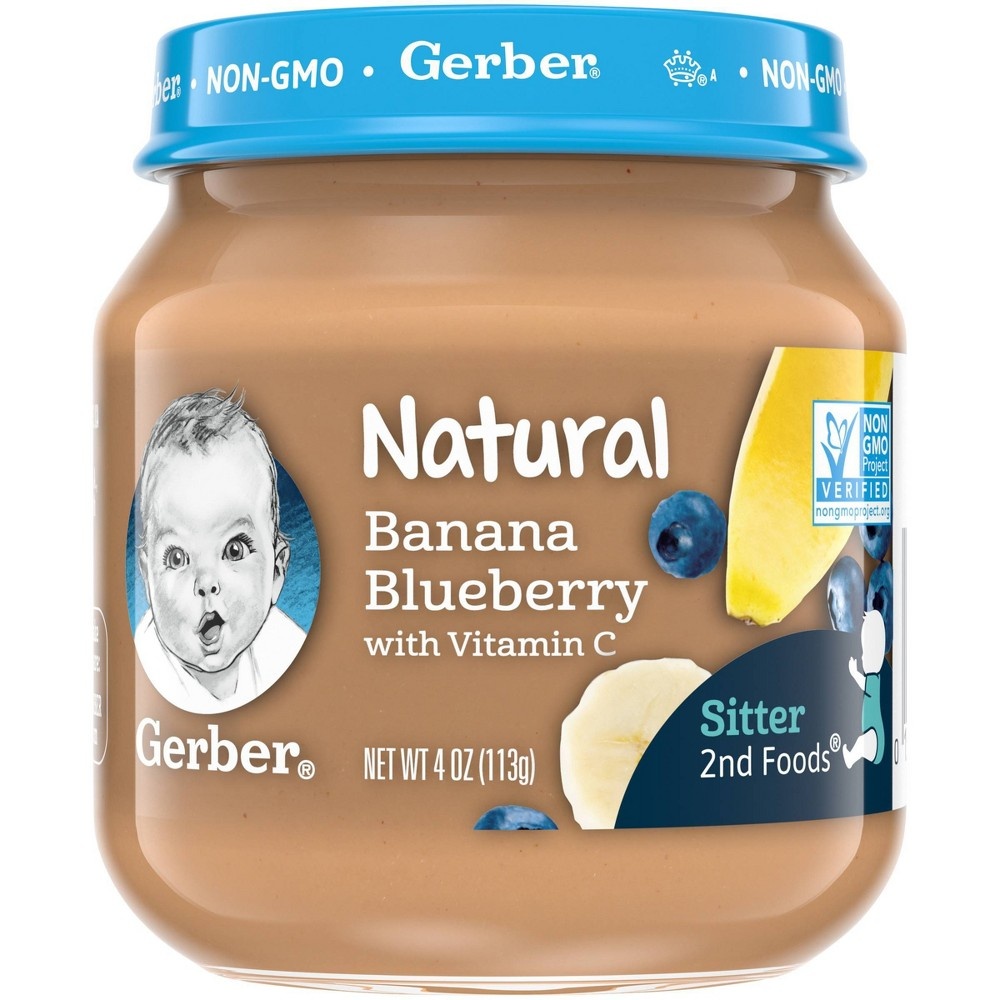 slide 4 of 7, Gerber 2nd Foods Natural Banana Blueberry Baby Food, 4 oz