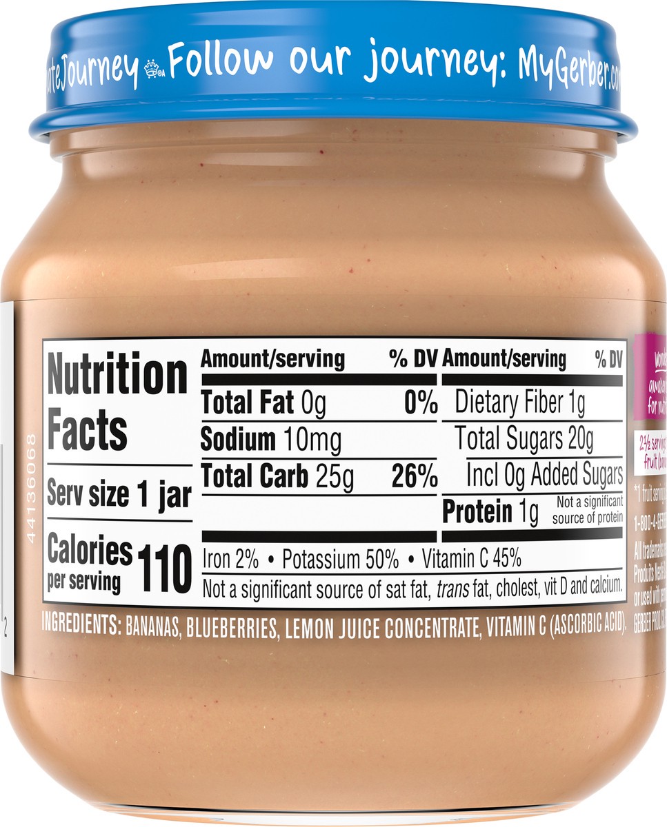 slide 2 of 9, Gerber 2nd Foods Natural for Baby Wonder Foods Baby Food, Banana Blueberry, 4 oz Jar, 4 oz