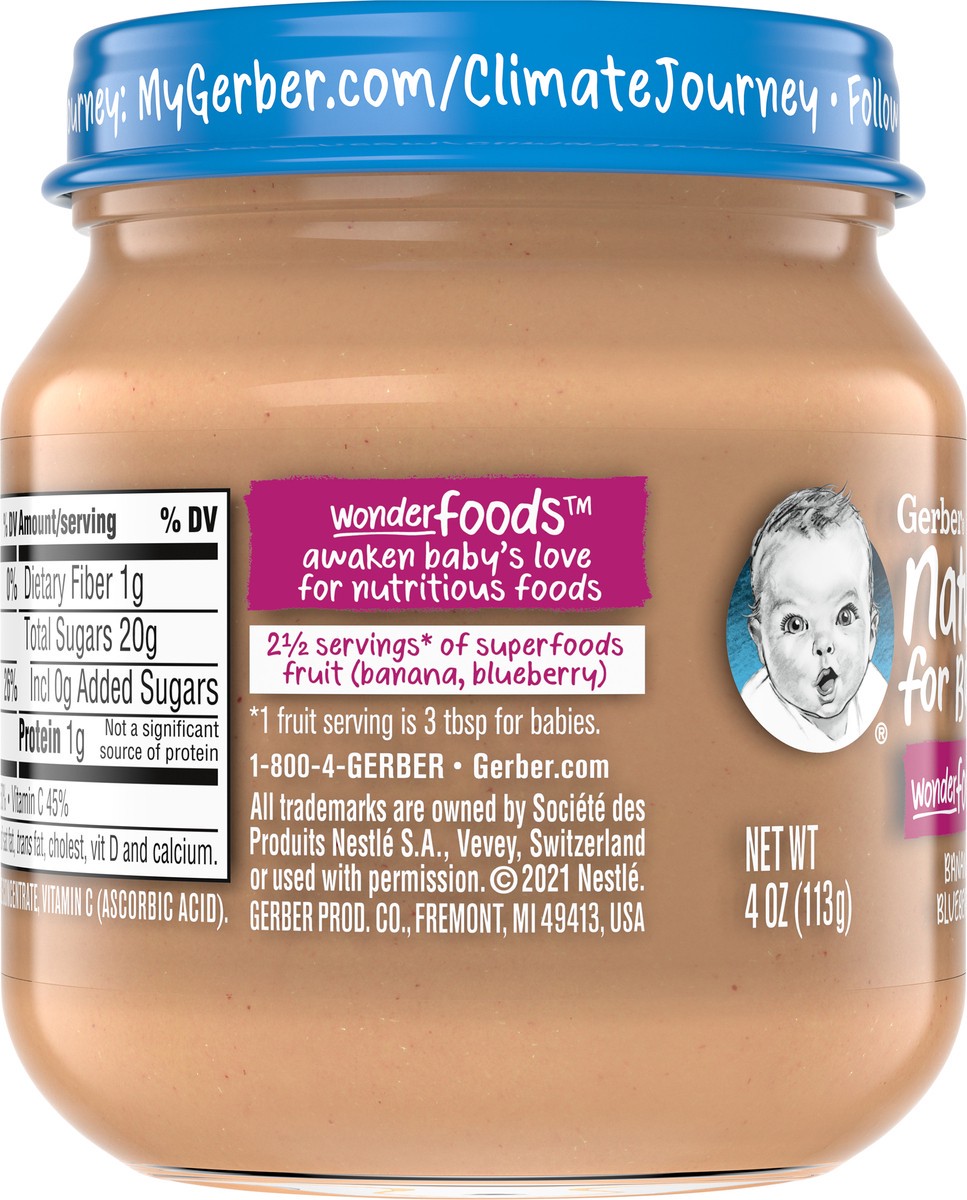 slide 4 of 9, Gerber 2nd Foods Natural for Baby Wonder Foods Baby Food, Banana Blueberry, 4 oz Jar, 4 oz