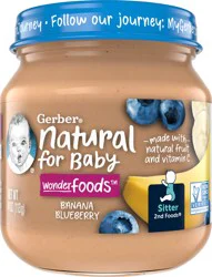 Gerber Stage 2 Baby Food, Banana Blueberry Jar, Fruit Puree, Non-GMO, Baby Puree