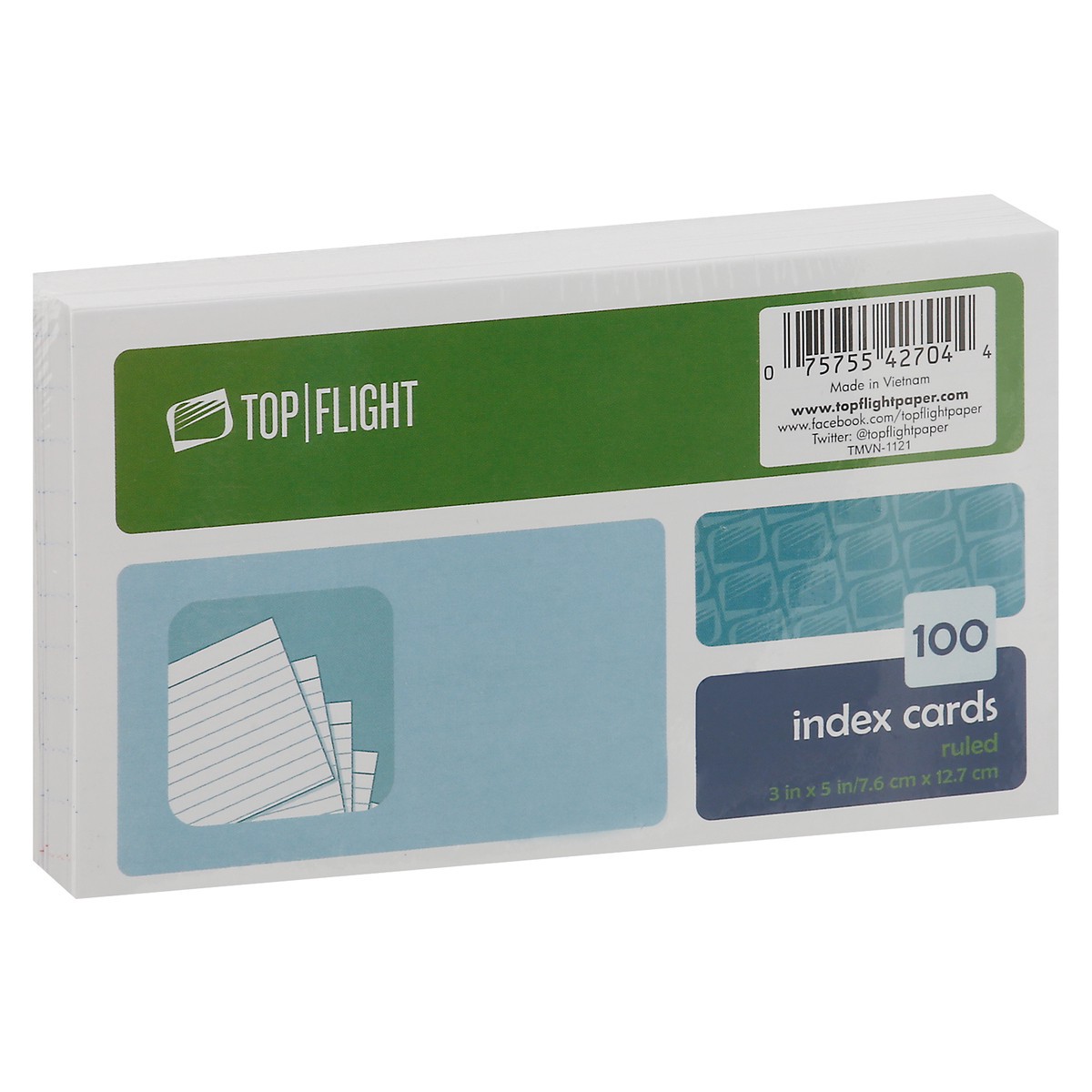 slide 5 of 9, Top Flight Ruled Index Cards 100 ea, 100 ct