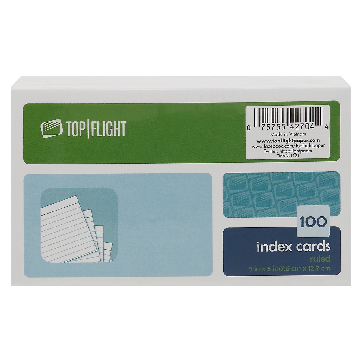 slide 1 of 9, Top Flight Ruled Index Cards 100 ea, 100 ct