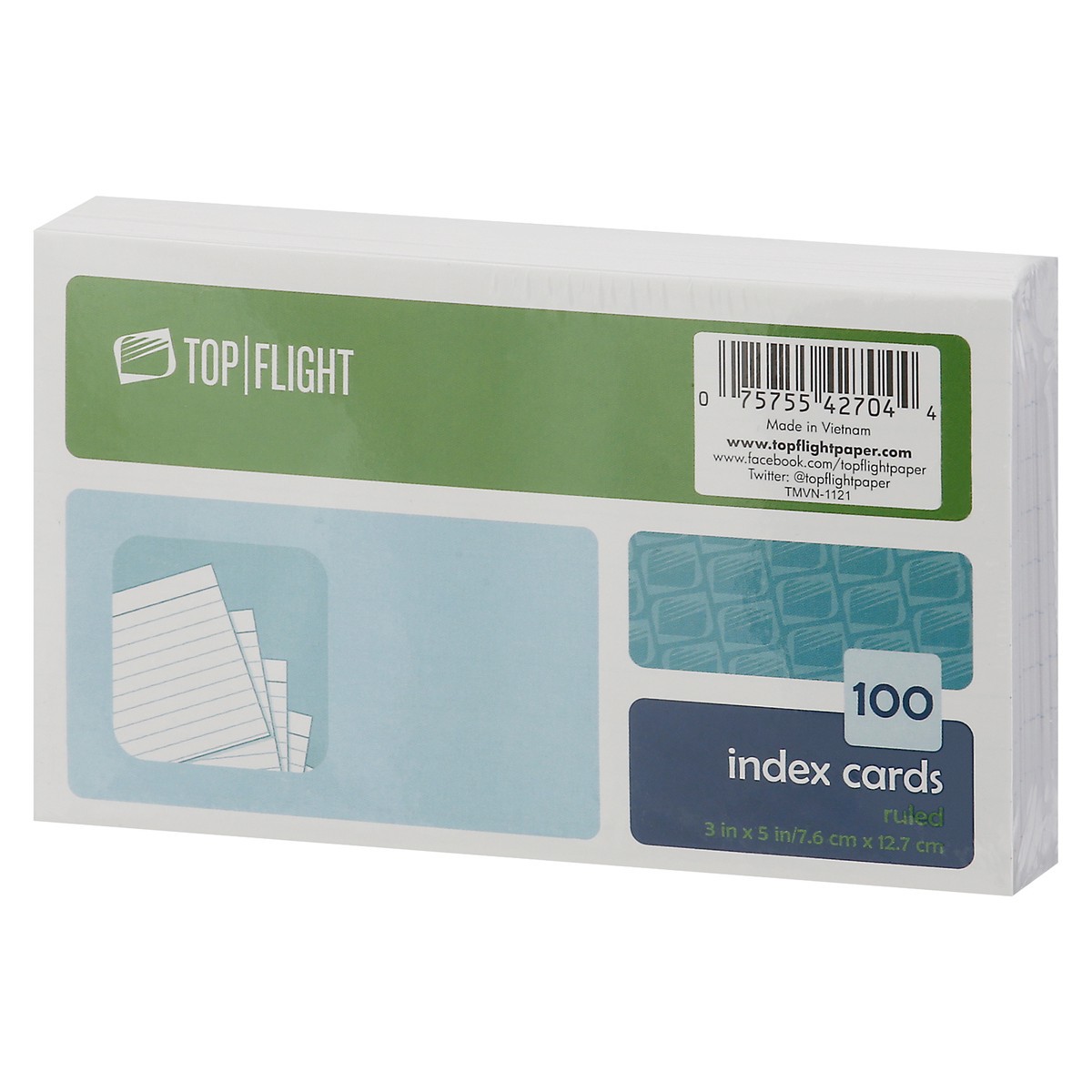 slide 3 of 9, Top Flight Ruled Index Cards 100 ea, 100 ct