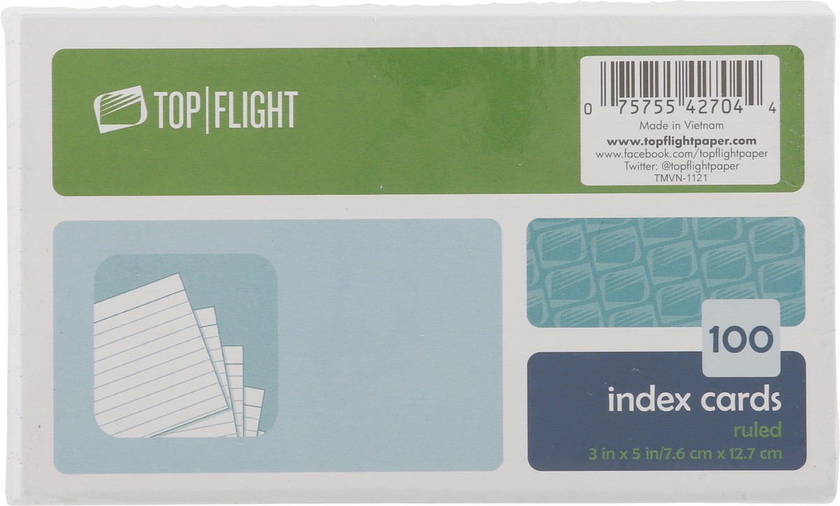 slide 7 of 9, Top Flight Ruled Index Cards 100 ea, 100 ct