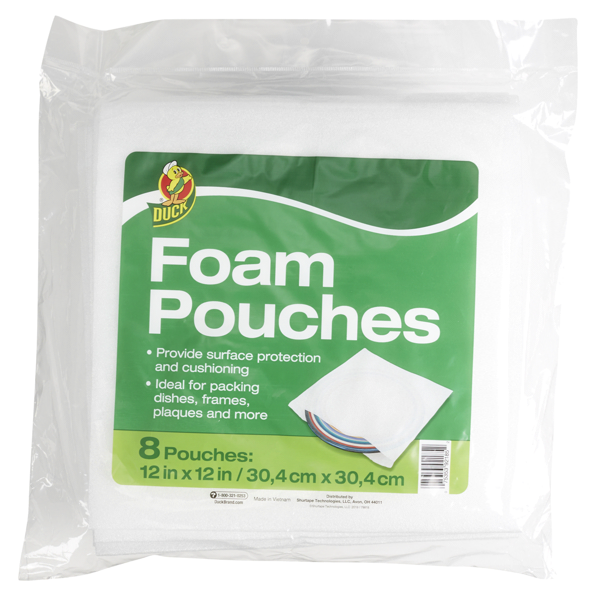slide 1 of 1, Duck Brand Foam Pouches - White, 8 ct; 12 in x 12 in
