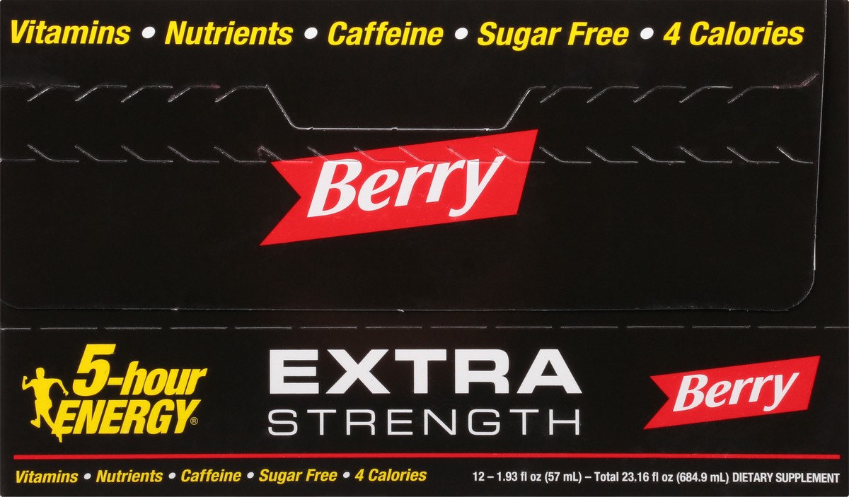 slide 2 of 9, 5-Hour Energy Extra Strength Berry Energy Shot 12 - 1.98 fl oz Bottles, 12 ct