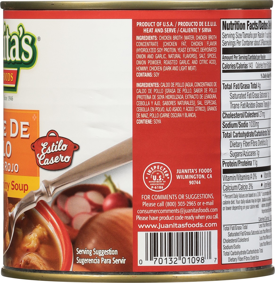 slide 7 of 9, Juanita's Food Chicken Pozole with Red Chile, 25 oz can, 25 oz