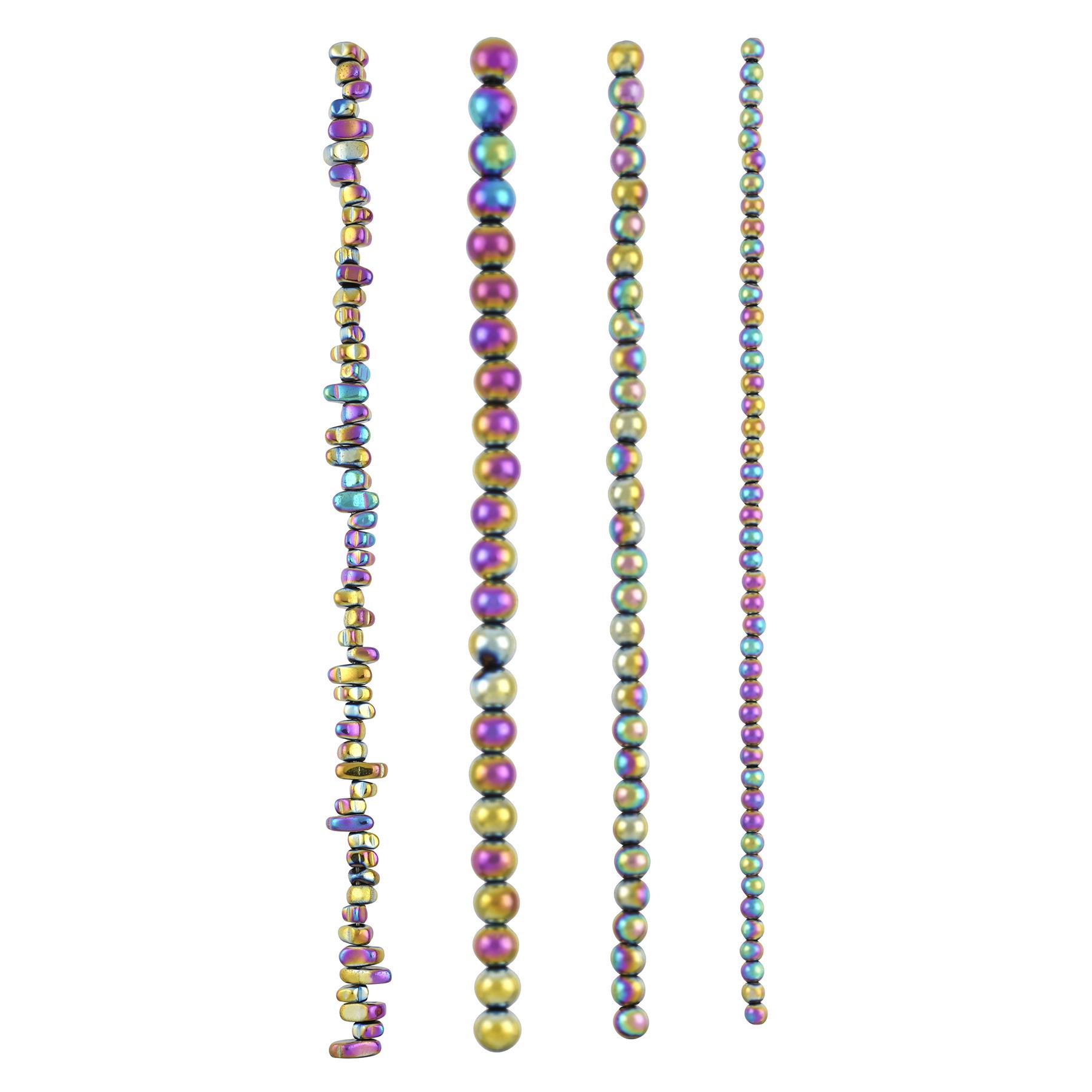 slide 2 of 3, Mixed Rainbow Reconstituted Hematite Beads By Bead Landing, 4mm-10mm