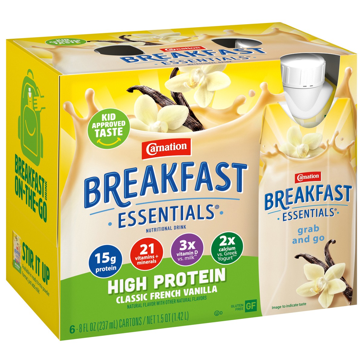 slide 8 of 9, Carnation Breakfast Essentials High Protein Nutritional Drink, Classic French Vanilla, 13 g Protein, 6 - 8 fl oz Cartons - 48 fl oz, 6 ct; 8 fl oz