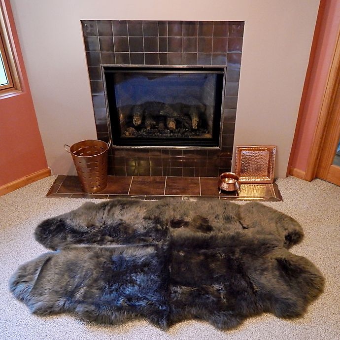 slide 2 of 2, Fibre by Auskin Authentic Double Pelt Sheepskin Area Rug - Wood, 4 ft x 6 ft