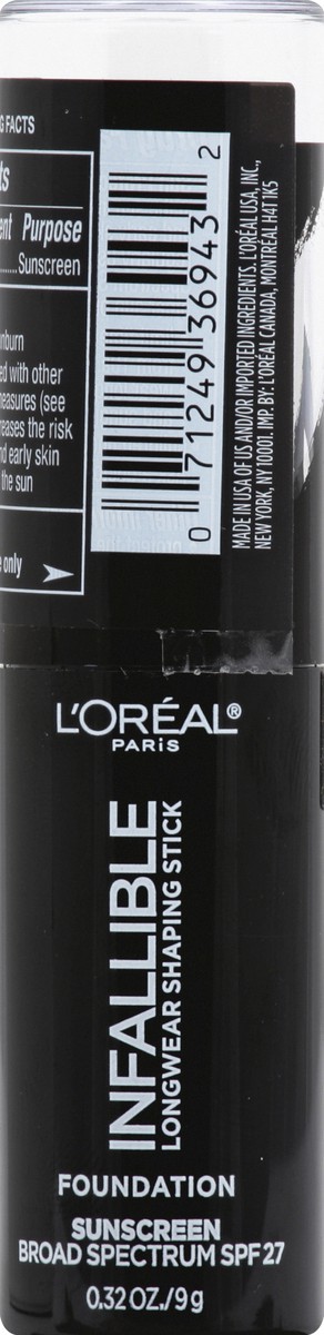 slide 6 of 6, L'Oréal Paris Infallible Longwear Foundation Shaping Stick Espresso, 0.32 oz