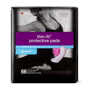 slide 1 of 1, CVS Health Thin-Fit Incontinence And Postpartum Pads For Women Moderate Absorbancy, Regular Length, 66 Ct, 66 ct
