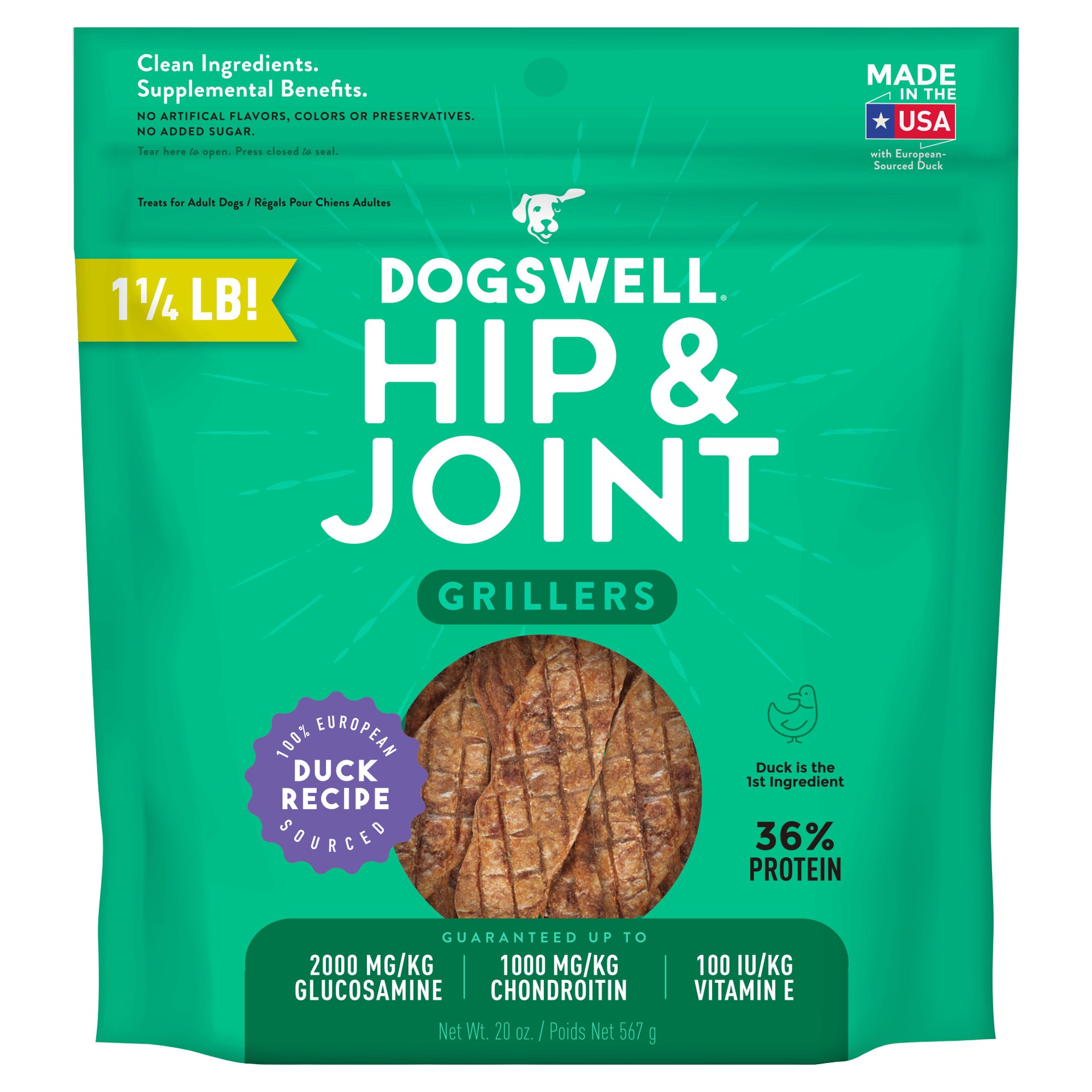 slide 1 of 7, Dogswell Hip & Joint Grillers Grain-Free Duck Recipe for Dogs, 20 oz