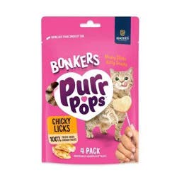 Bonkers Purrpops Chicky Licks Chicken Flavor Lollipop Freeze-Dried Cat Treats - 0.35 oz / 4 ct
