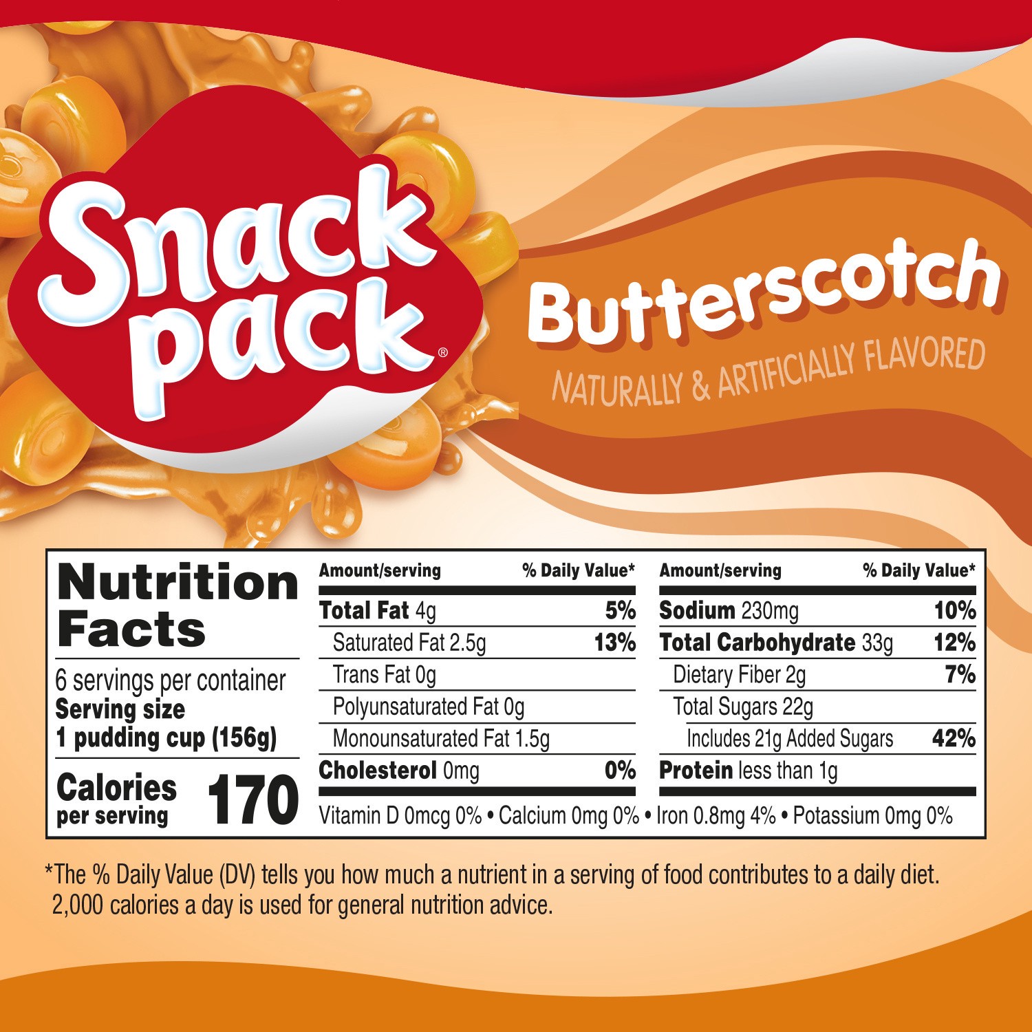 slide 4 of 5, Snack Pack Butterscotch Pudding Super Size 6 - 5.5 oz Cups, 6 ct