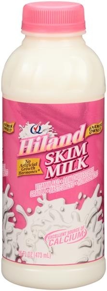 slide 1 of 1, Hiland Dairy Skim Milk, 16 fl oz