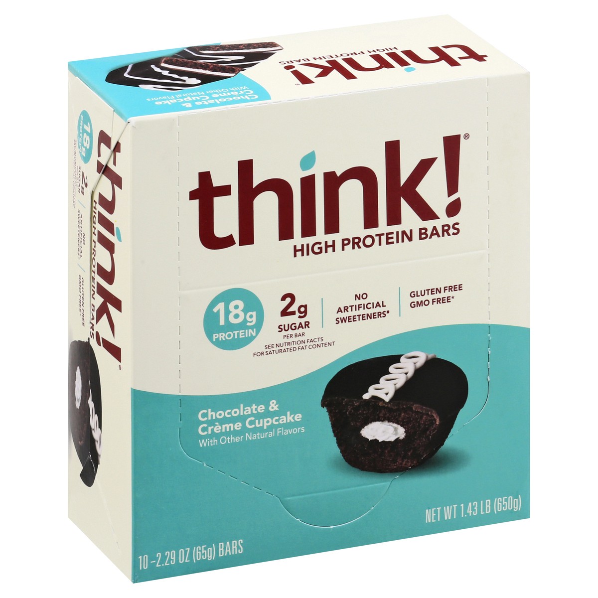 slide 7 of 11, think! Chocolate & Creme Cupcake High Protein Bars 10 ea, 10 ct