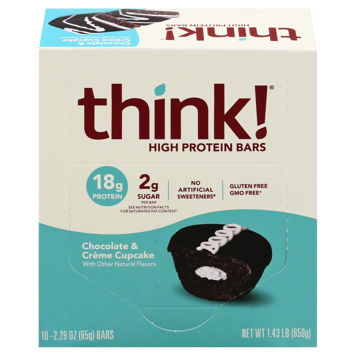 slide 1 of 11, think! Chocolate & Creme Cupcake High Protein Bars 10 ea, 10 ct