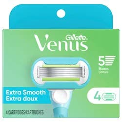 Gillette Venus Extra Smooth Women’s Razor Blades, 5-Bladed Razor Refills, 4 Count