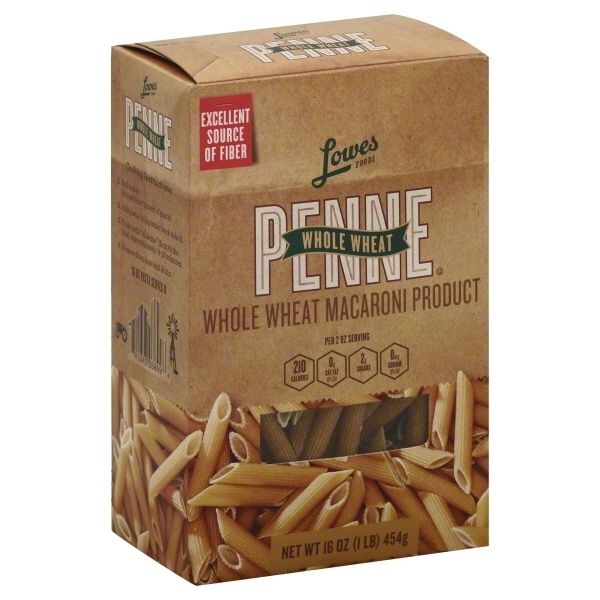 slide 1 of 1, Lowes Foods Penne Whole Wheat, 16 oz