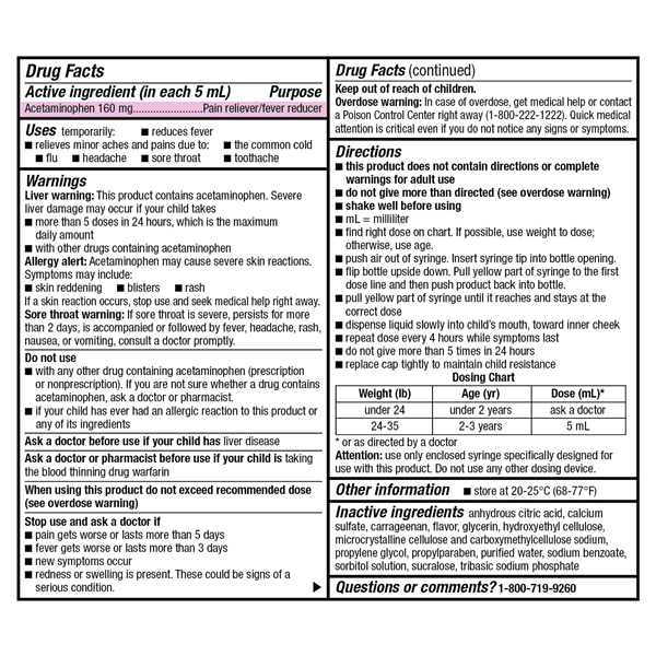 slide 19 of 29, Meijer Infants' Pain & Fever, Acetaminophen per, Suspension Liquid, Dye-Free Cherry Flavor, 160 mg, 5 ml, 2 oz