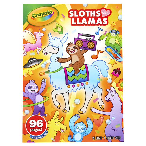 slide 1 of 1, Crayola Sloths And Llamas Coloring Book, 1 ct